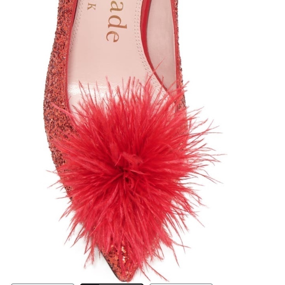 🆕kate spade new york Marabou PomPom All Over Glitter Pointed Toe Stiletto Pump - Picture 6 of 9